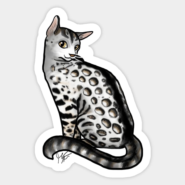 Cat - Bengal Cat - Snow Sticker by Jen's Dogs Custom Gifts and Designs